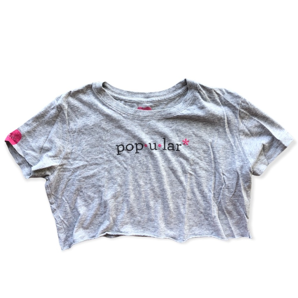 Gray 'popular' Graphic Crop Top - Women's
